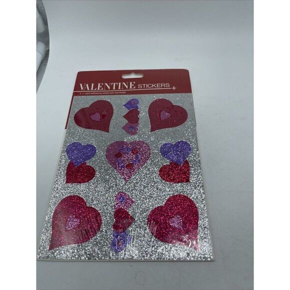 Vtg Ambassador Valentine Stickers. 1980’s Glitter Hearts Prismatic - Picture 2 of 6